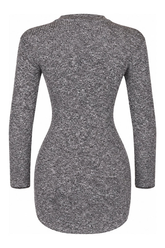 Necessary Clothing Grey Marl Rib Knit Bodycon Mini Dress