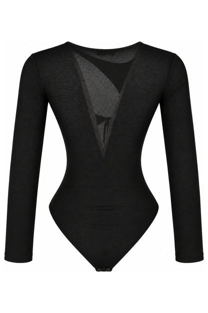 IAMNOTBASIC Black Ribbed Cut-Out Tie-Front Bodysuit