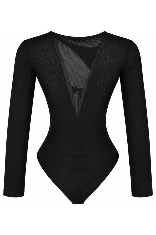 IAMNOTBASIC Black Ribbed Cut-Out Tie-Front Bodysuit
