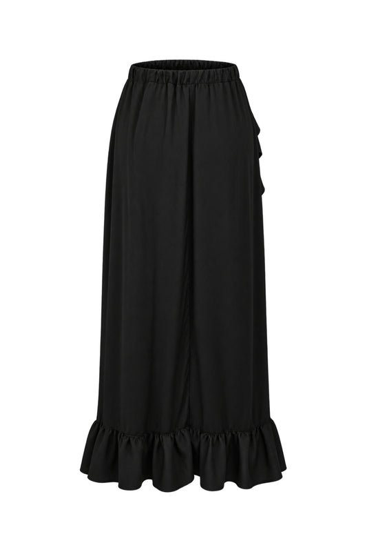 BSL Black Ruffle Wrap Maxi Skirt