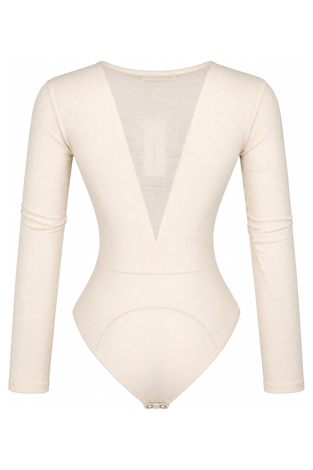 IAMNOTBASIC Cream Ribbed Cut-Out Tie-Front Bodysuit