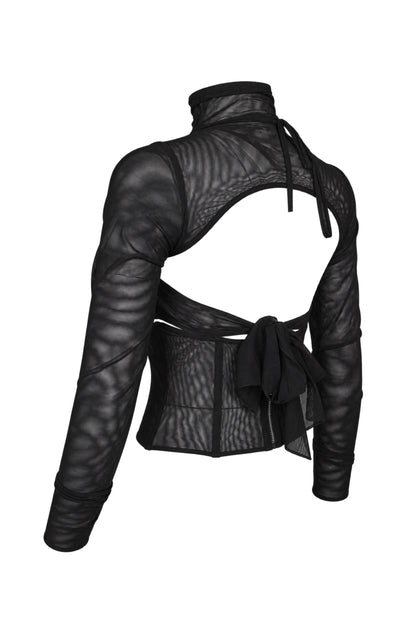 Cup of Stars Black Mesh Three-Piece Cut-Out Top Set