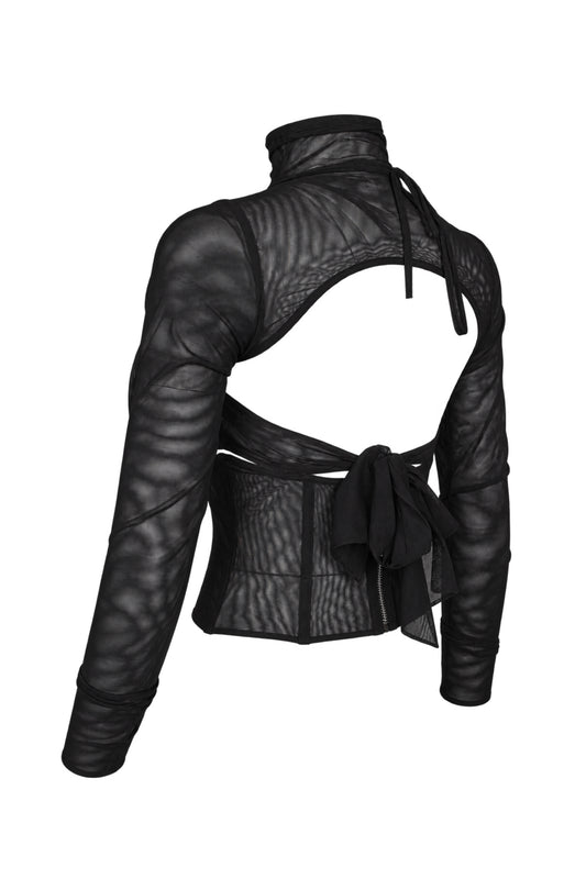 Cup of Stars Black Mesh Three-Piece Cut-Out Top Set