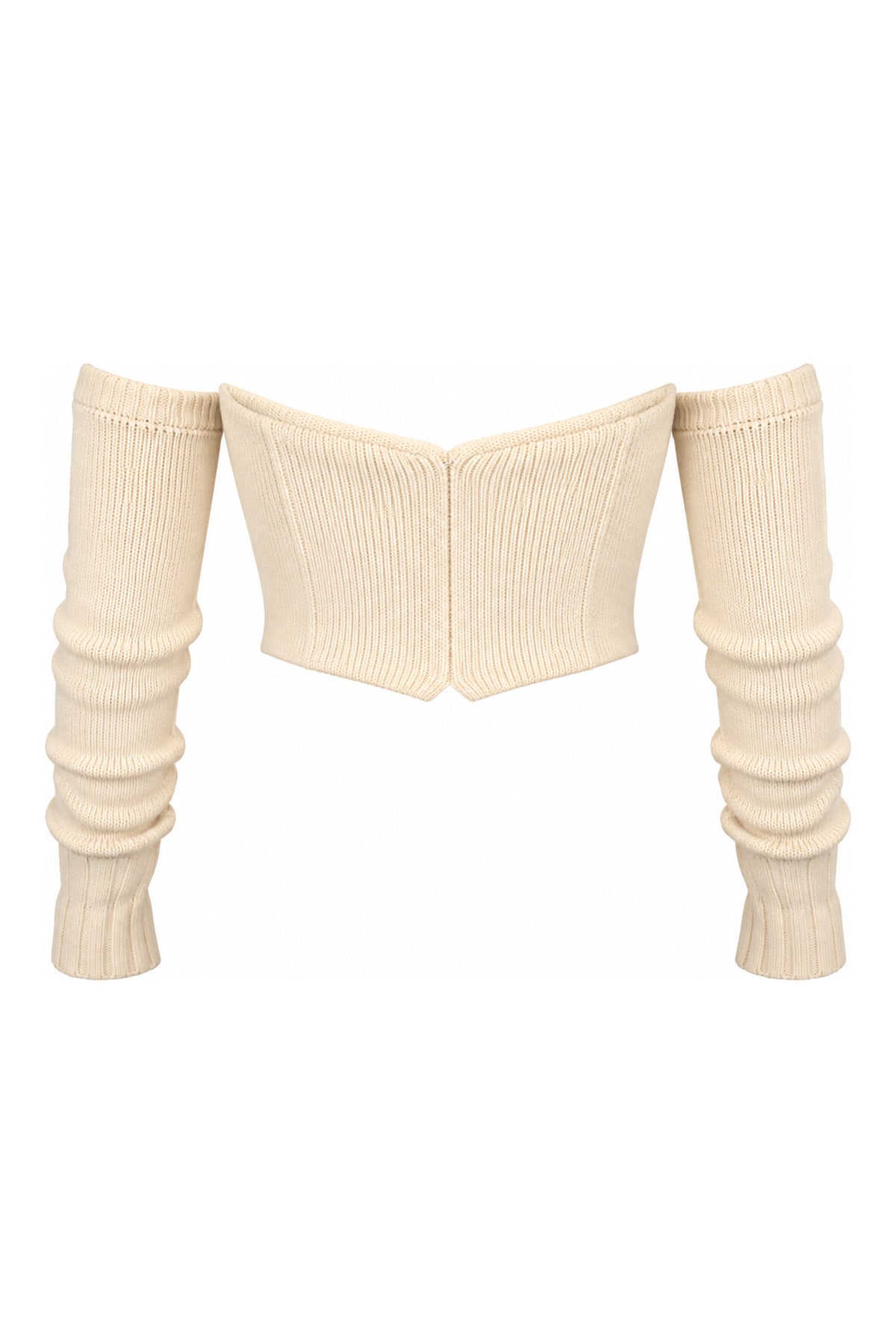 Ermanno Scervino Ivory Cashmere Bustier with Separate Sleeves