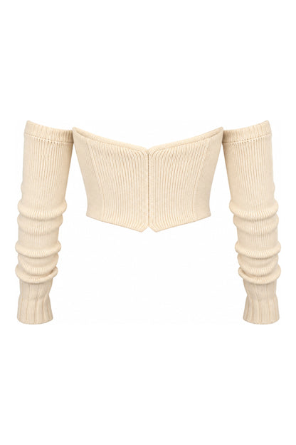Ermanno Scervino Ivory Cashmere Bustier with Separate Sleeves
