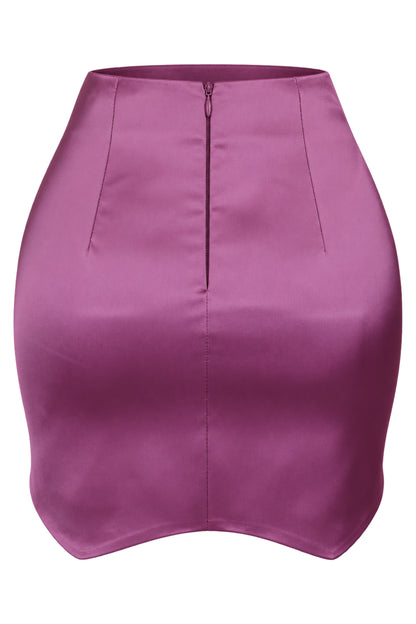 ILA Pink Satin Scalloped Hem Mini Skirt