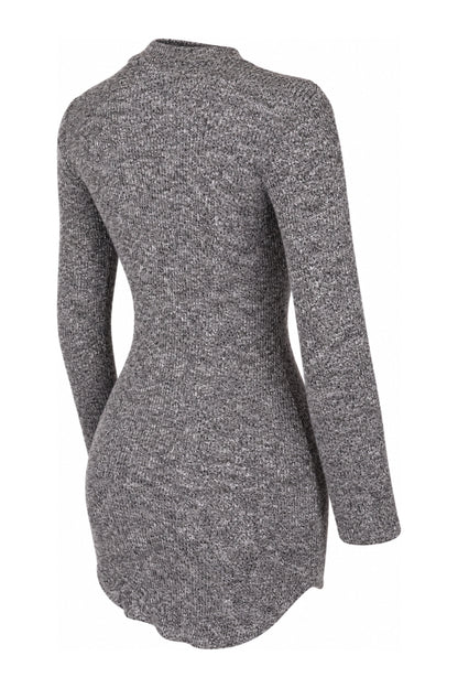 Necessary Clothing Grey Marl Rib Knit Bodycon Mini Dress