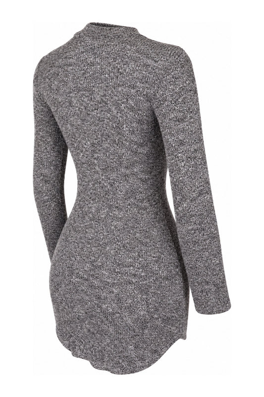 Necessary Clothing Grey Marl Rib Knit Bodycon Mini Dress