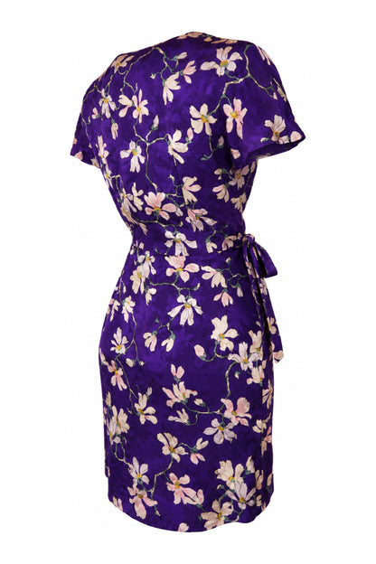 Mango Purple Floral Print Wrap Mini Dress