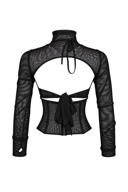 Cup of Stars Black Mesh Three-Piece Cut-Out Top Set