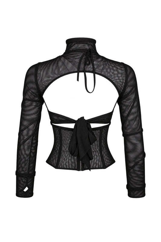 Cup of Stars Black Mesh Three-Piece Cut-Out Top Set