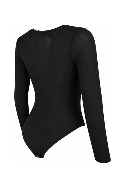 IAMNOTBASIC Black Ribbed Cut-Out Tie-Front Bodysuit