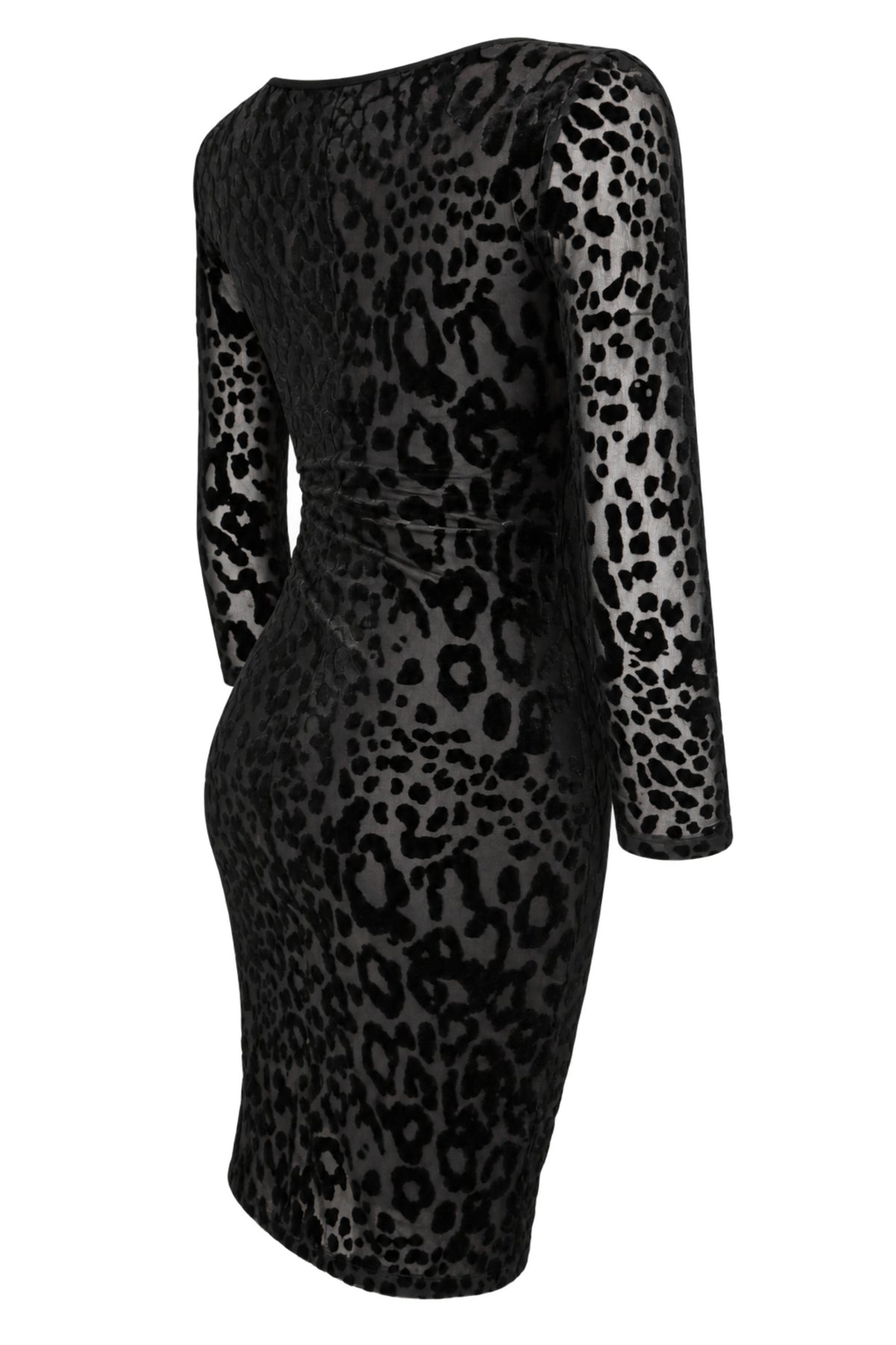 M&S Woman Black Flocked Leopard Bodycon Dress
