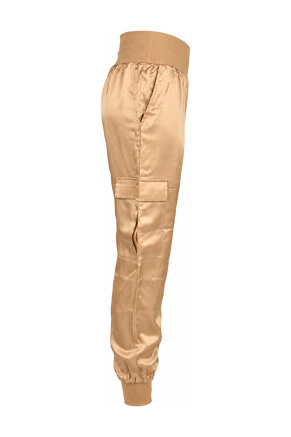 Cinq à Sept Champagne Satin Cargo Joggers