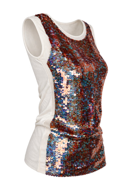 Stella McCartney Iridescent Sequin Silk Tank Top