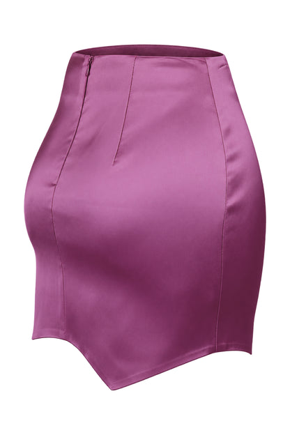 ILA Pink Satin Scalloped Hem Mini Skirt