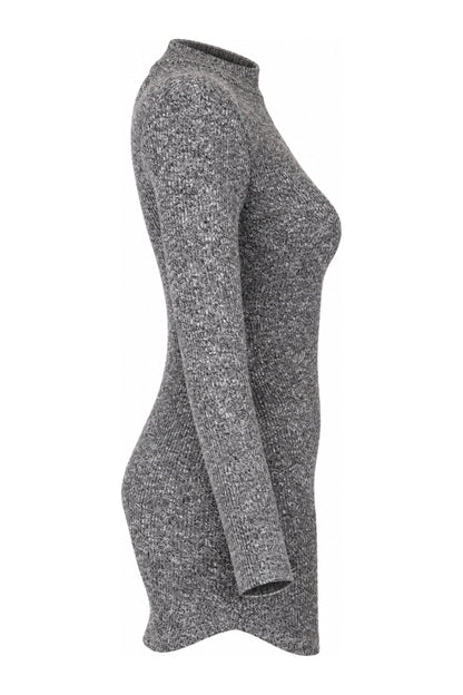 Necessary Clothing Grey Marl Rib Knit Bodycon Mini Dress