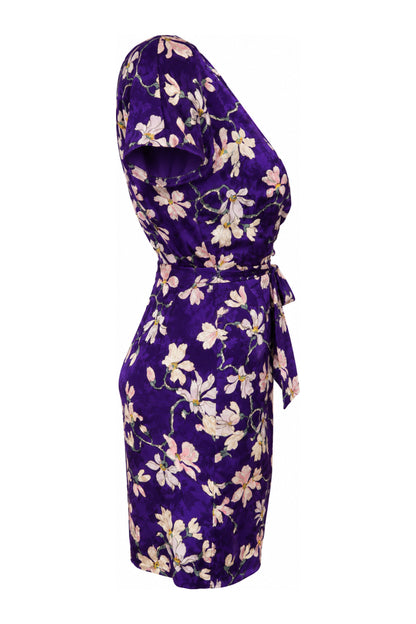 Mango Purple Floral Print Wrap Mini Dress