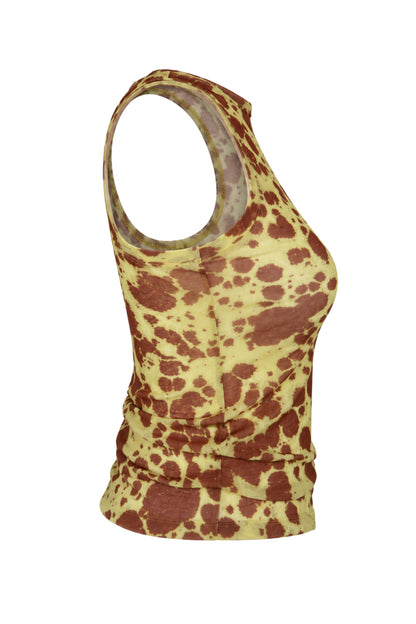 Nanushka Giraffe Print Sheer Mesh Tank Top