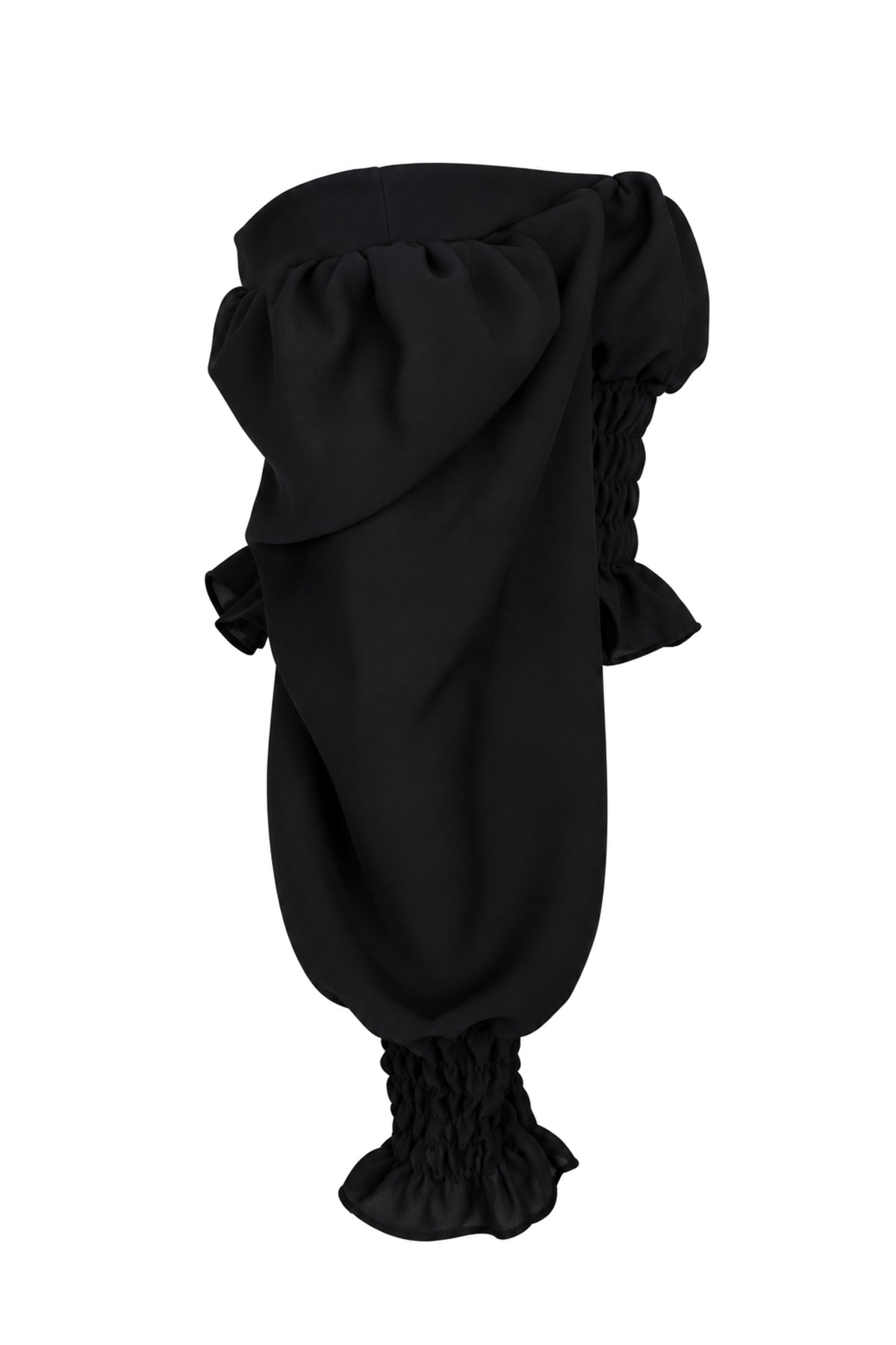 Naia Black Smocked Off-Shoulder Puff Sleeve Top