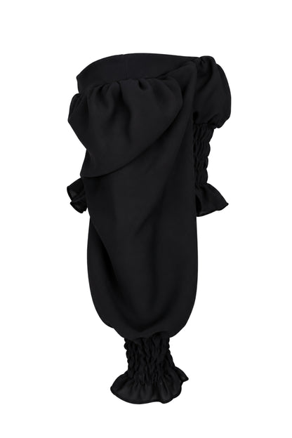 Naia Black Smocked Off-Shoulder Puff Sleeve Top