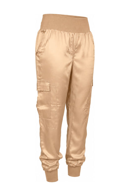 Cinq à Sept Champagne Satin Cargo Joggers