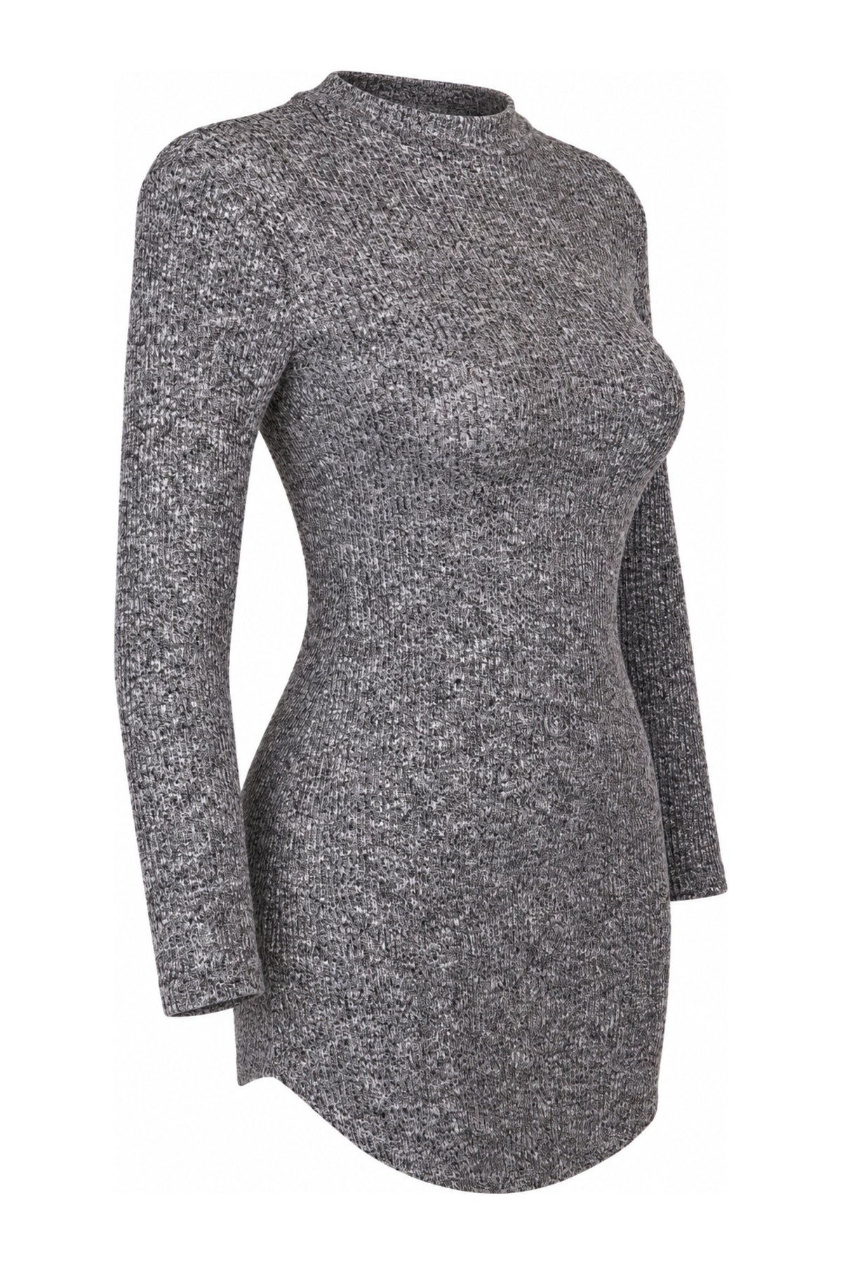 Necessary Clothing Grey Marl Rib Knit Bodycon Mini Dress