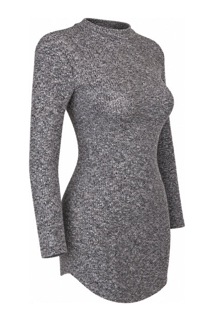 Necessary Clothing Grey Marl Rib Knit Bodycon Mini Dress