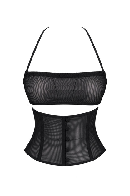 Cup of Stars Black Mesh Three-Piece Cut-Out Top Set