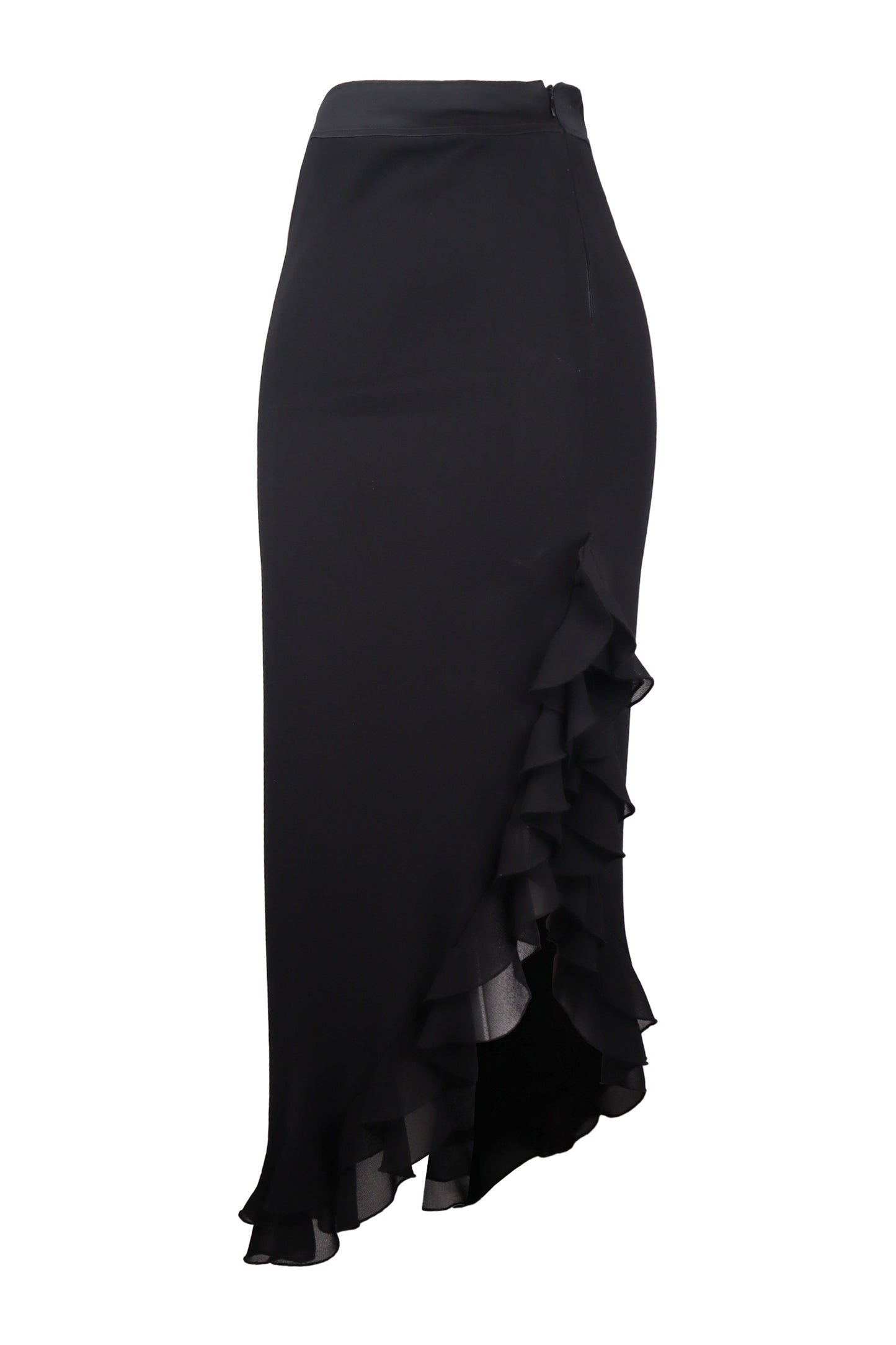 js collection siyah firfir yirtmacli uzun etek