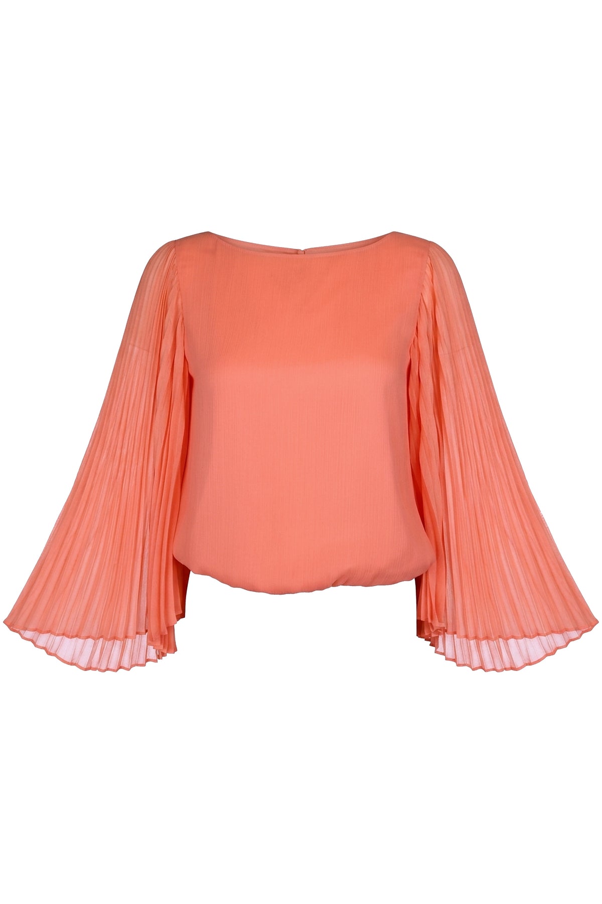 Alice + Olivia Coral Pleated Bell Sleeve Blouse