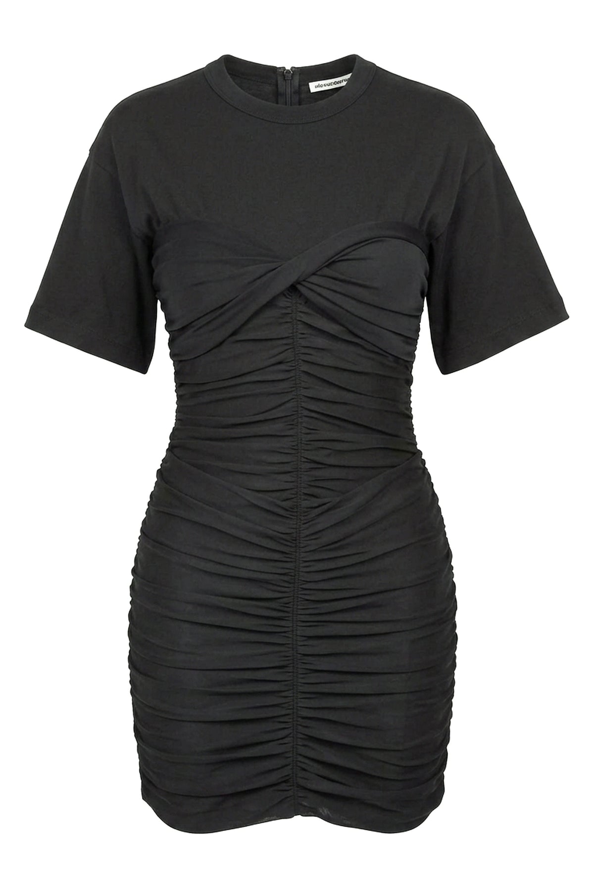 Alexander Wang Black Ruched Short-Sleeve Mini Dress