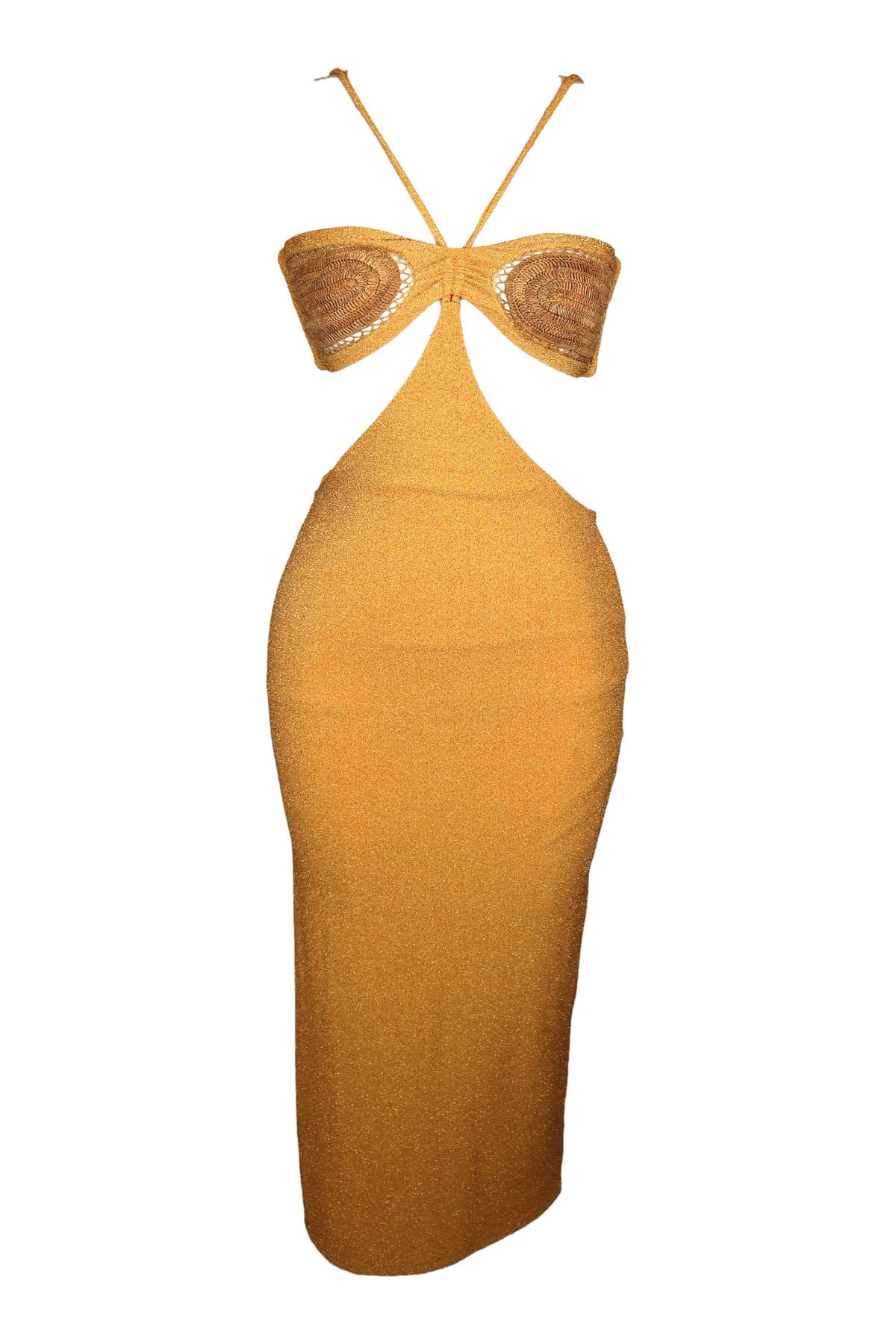 Água de Coco Gold Lurex Cut-Out Midi Dress