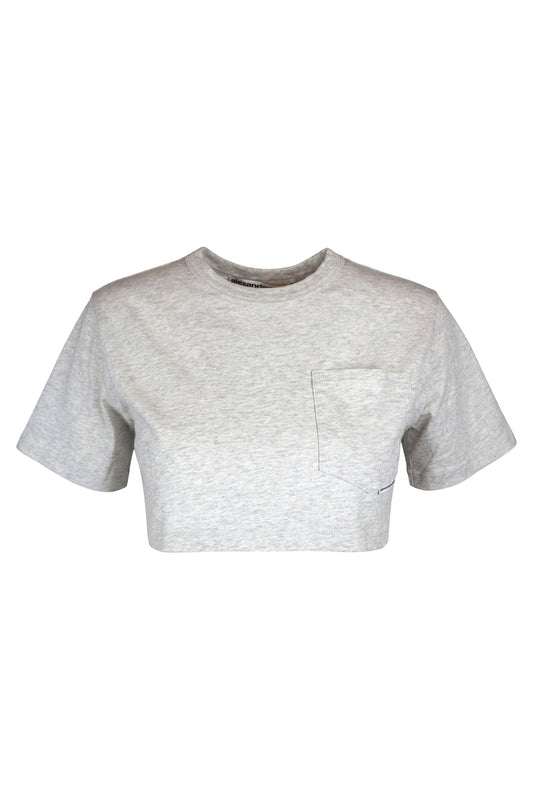 Alexander Wang Grey Marl Cropped Pocket T-Shirt