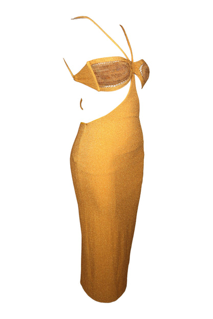 Água de Coco Gold Lurex Cut-Out Midi Dress