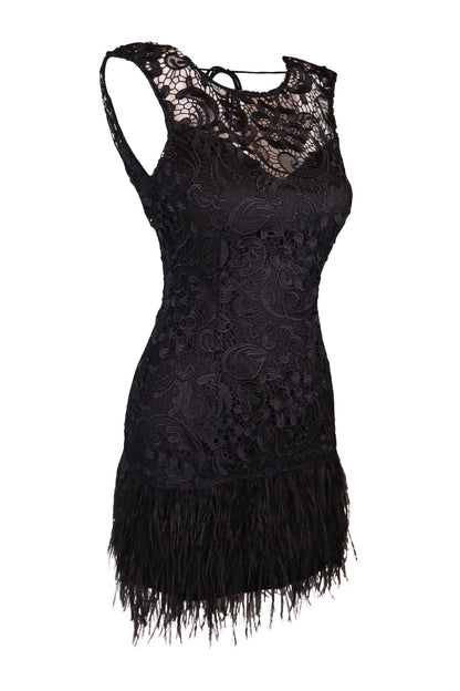 Lipsy Feather Trimmed Dress