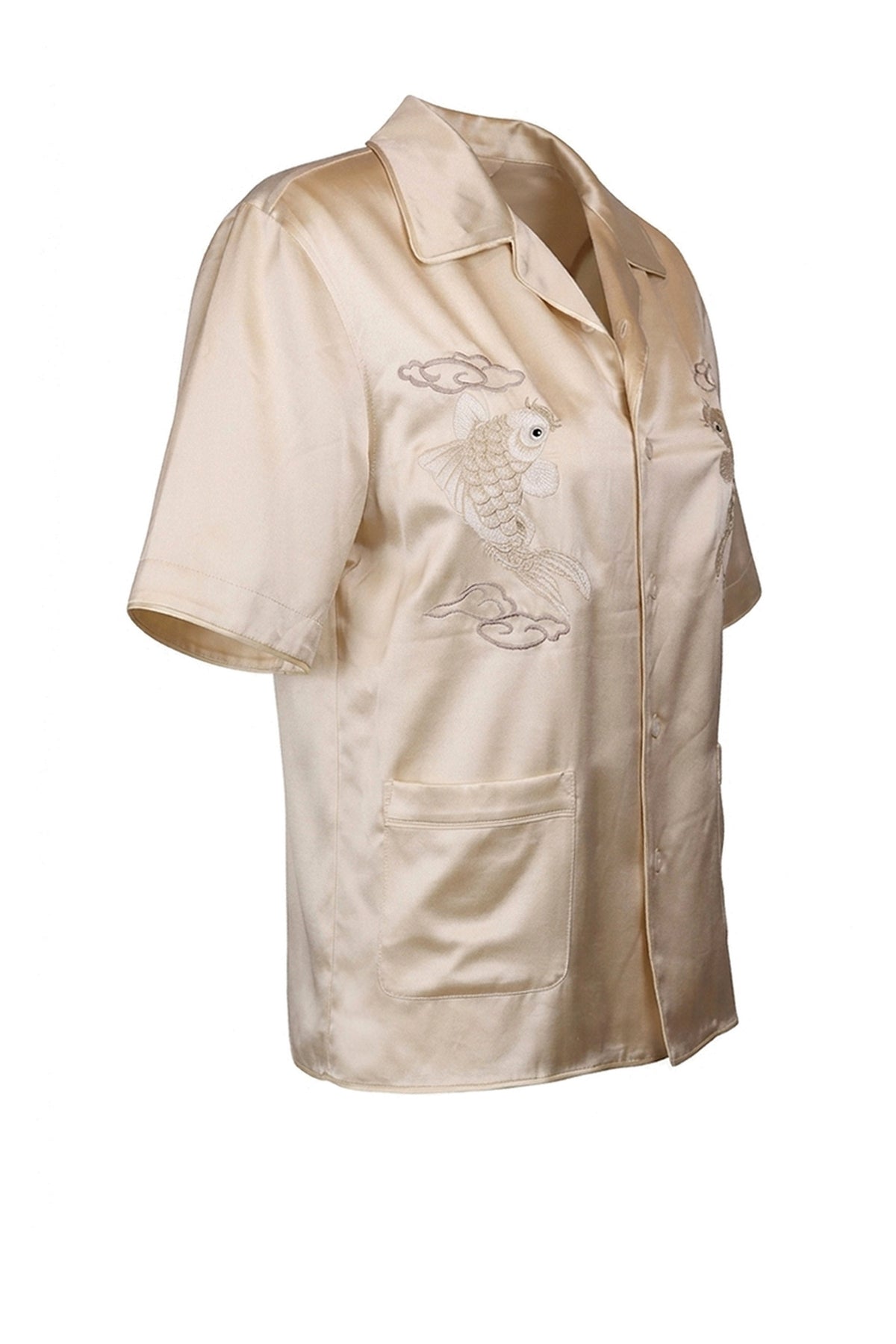Alexander Wang Ecru Koi Embroidered Silk Shirt