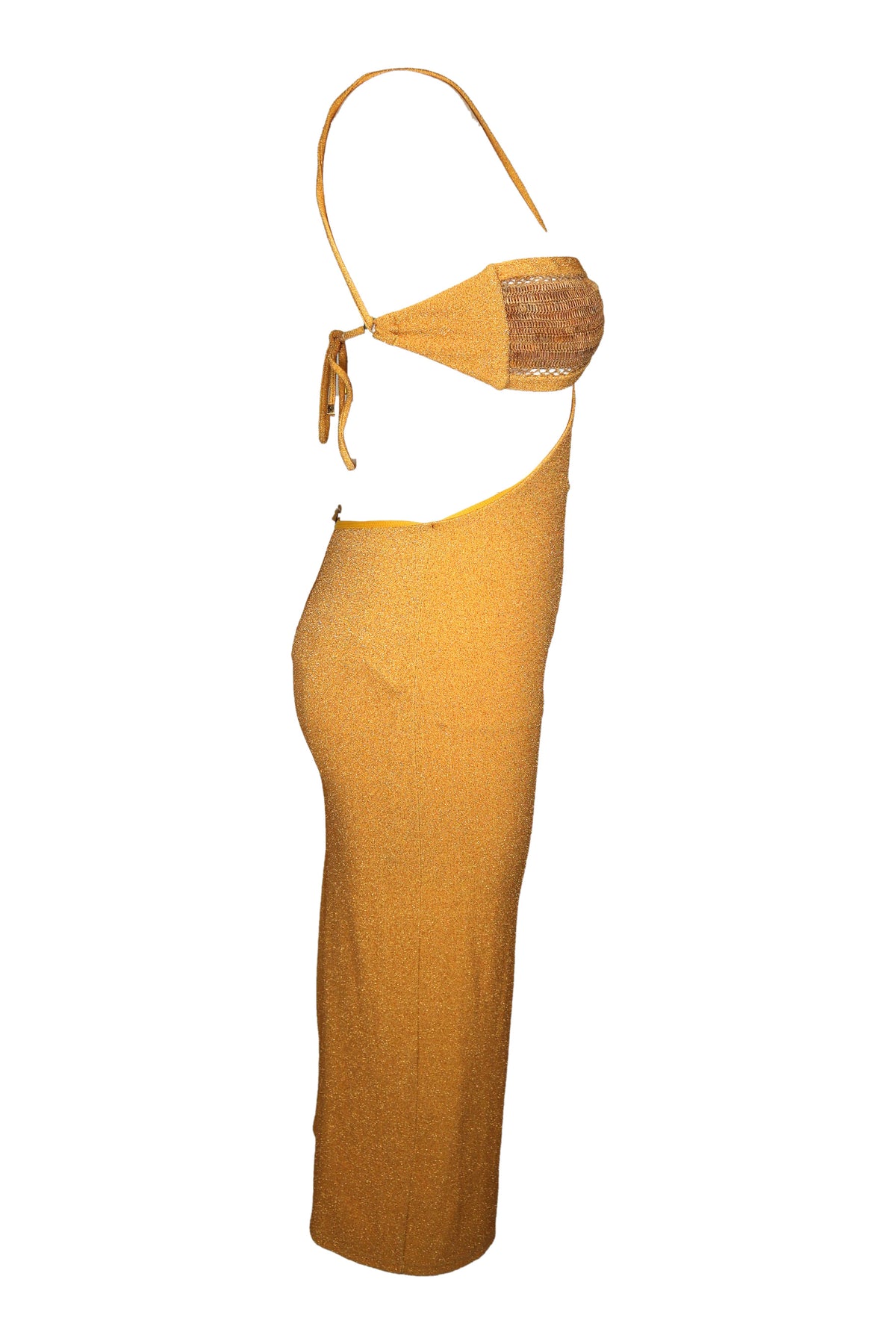 Água de Coco Gold Lurex Cut-Out Midi Dress