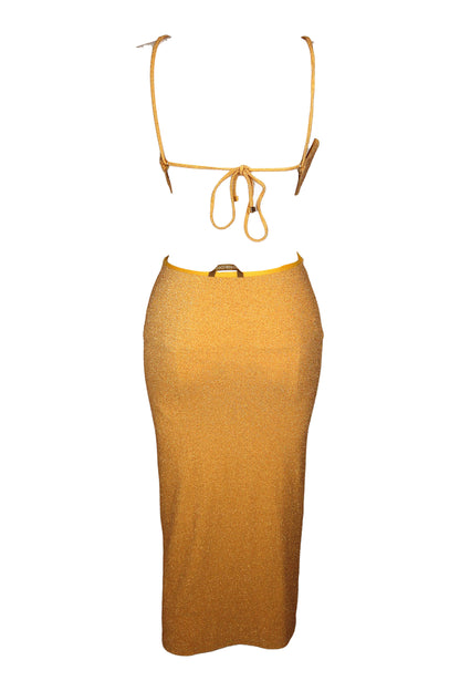 Água de Coco Gold Lurex Cut-Out Midi Dress