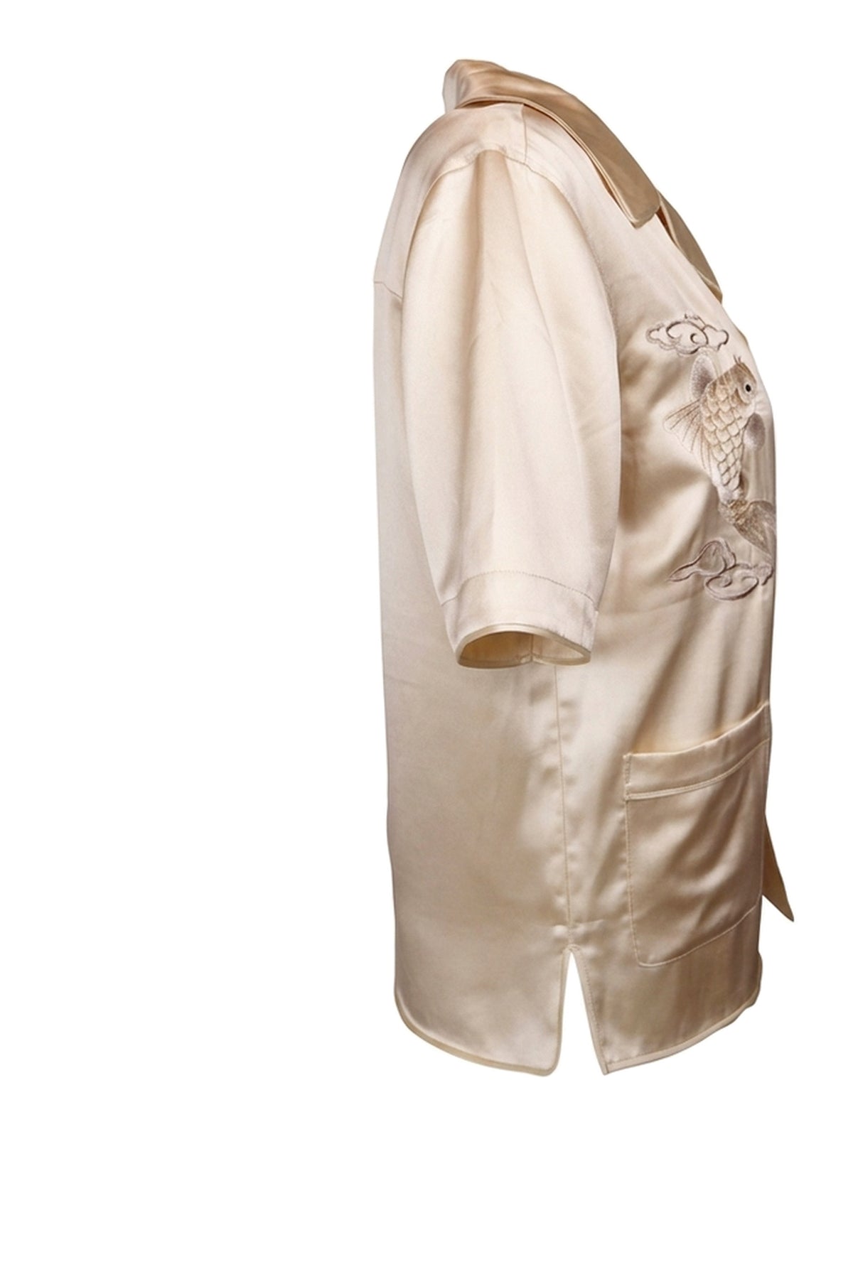 Alexander Wang Ecru Koi Embroidered Silk Shirt