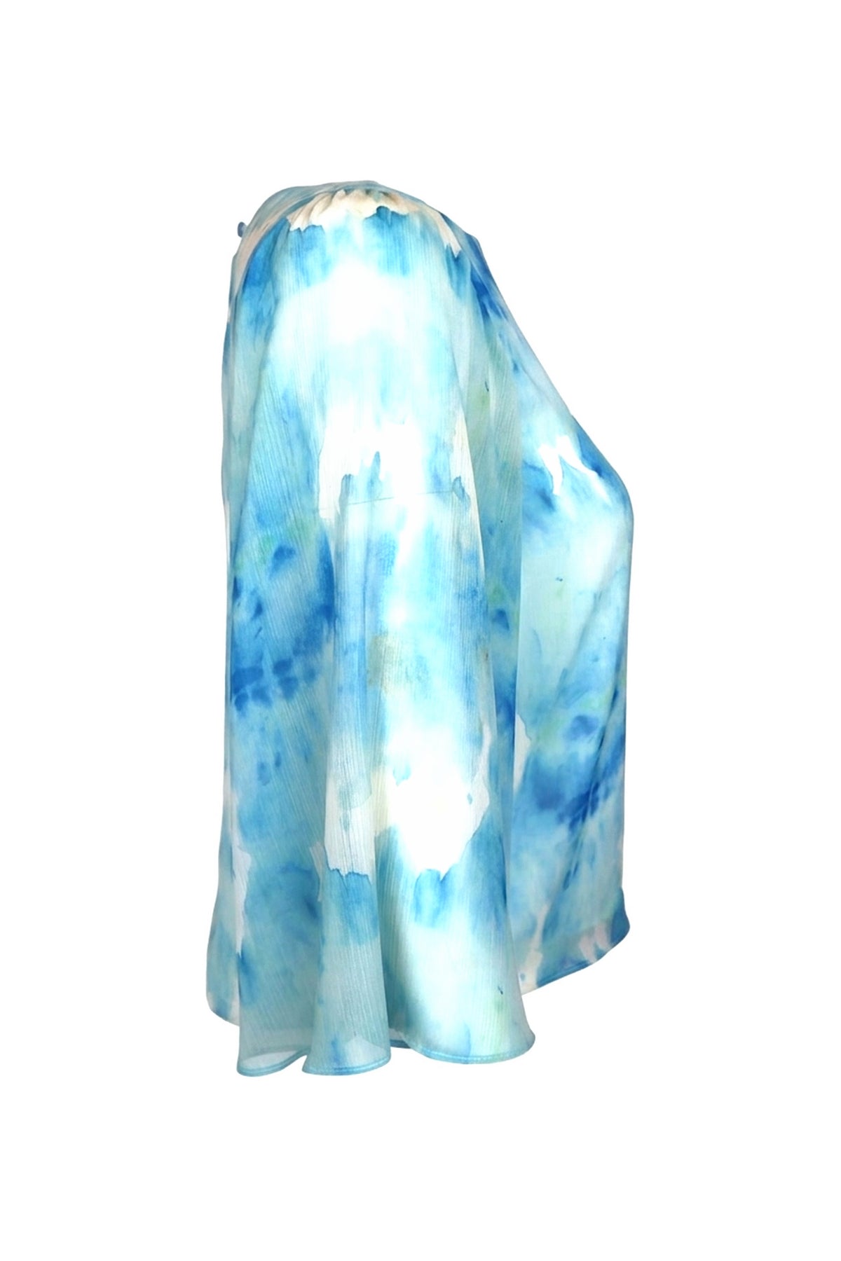 Alice + Olivia Blue Watercolour Print Silk Chiffon Blouse
