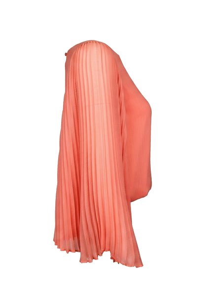 Alice + Olivia Coral Pleated Bell Sleeve Blouse