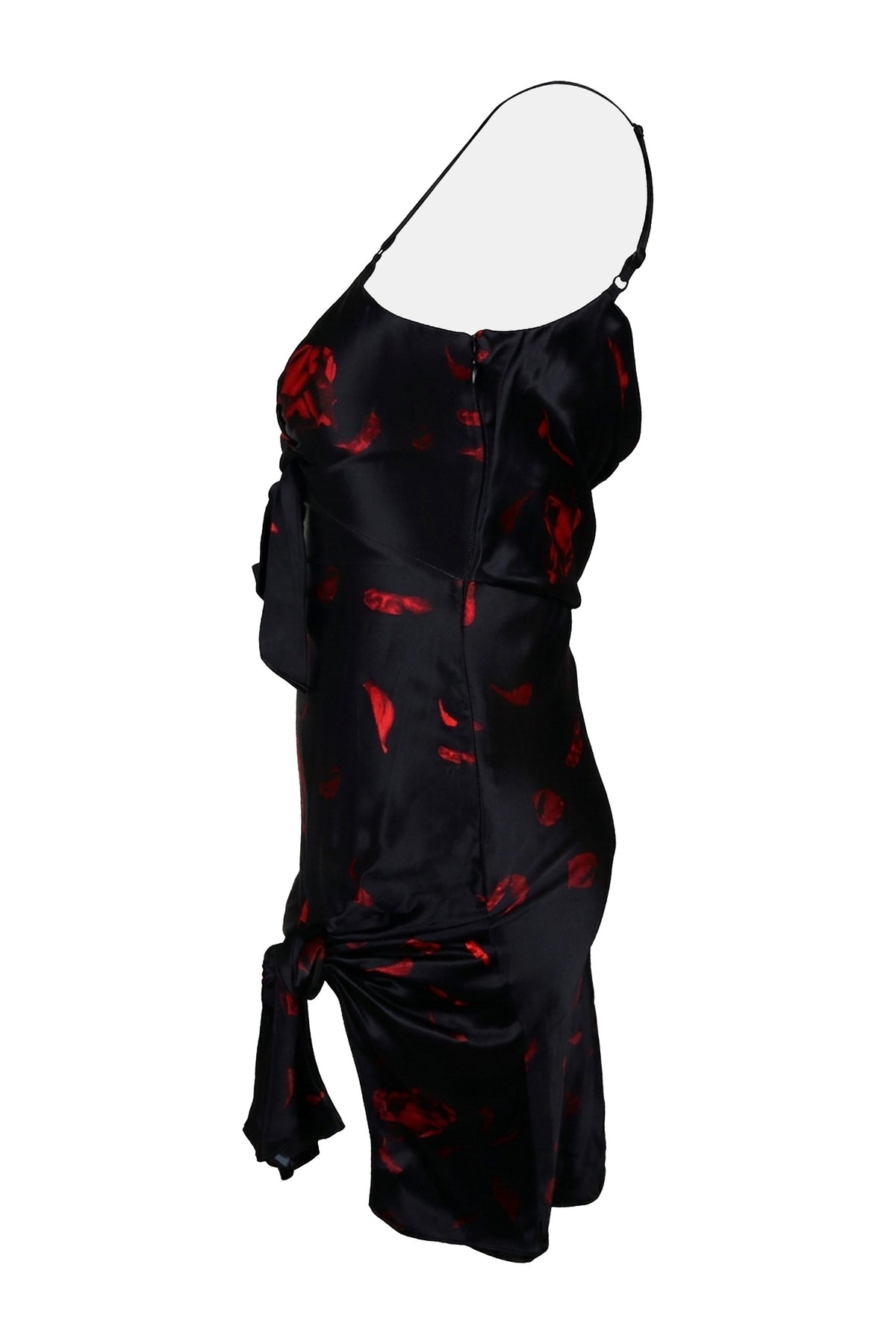 Alexander Wang Black Red Rose Print Satin Mini Slip Dress
