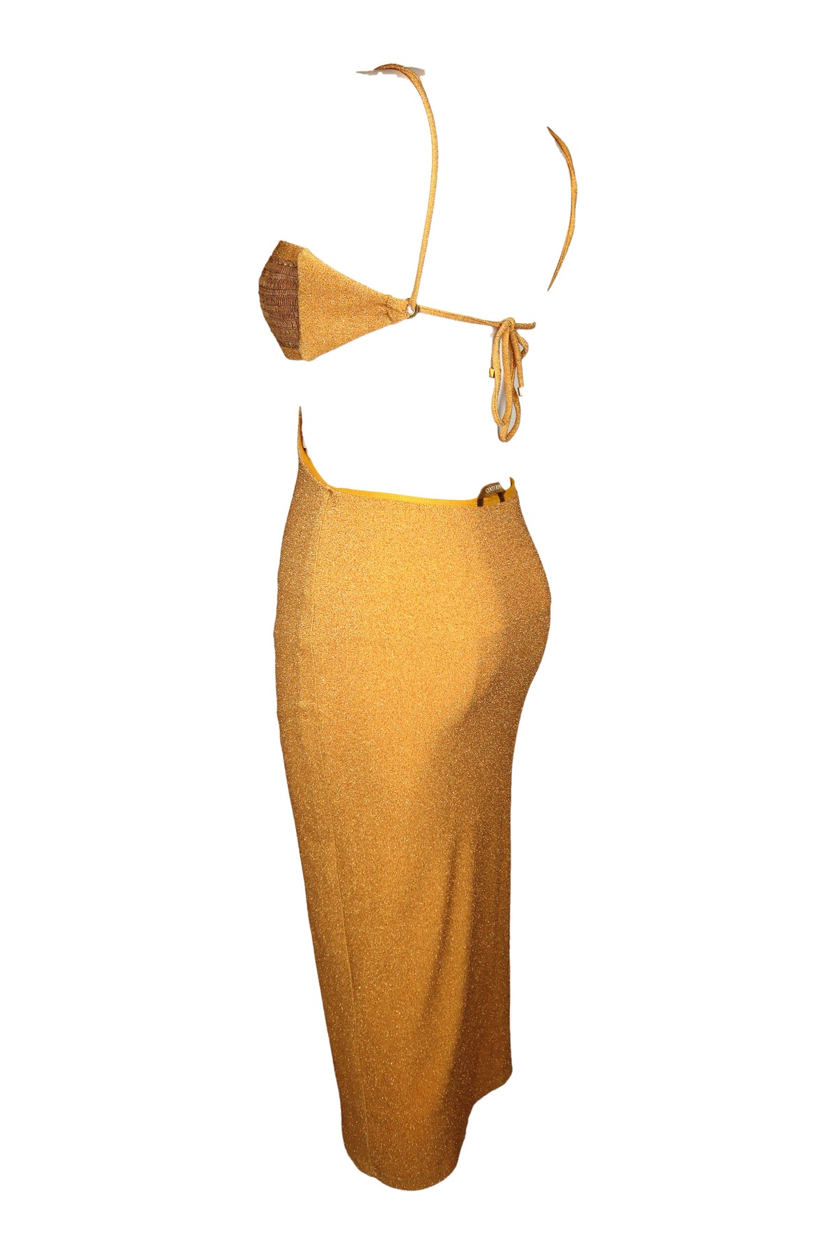 Água de Coco Gold Lurex Cut-Out Midi Dress