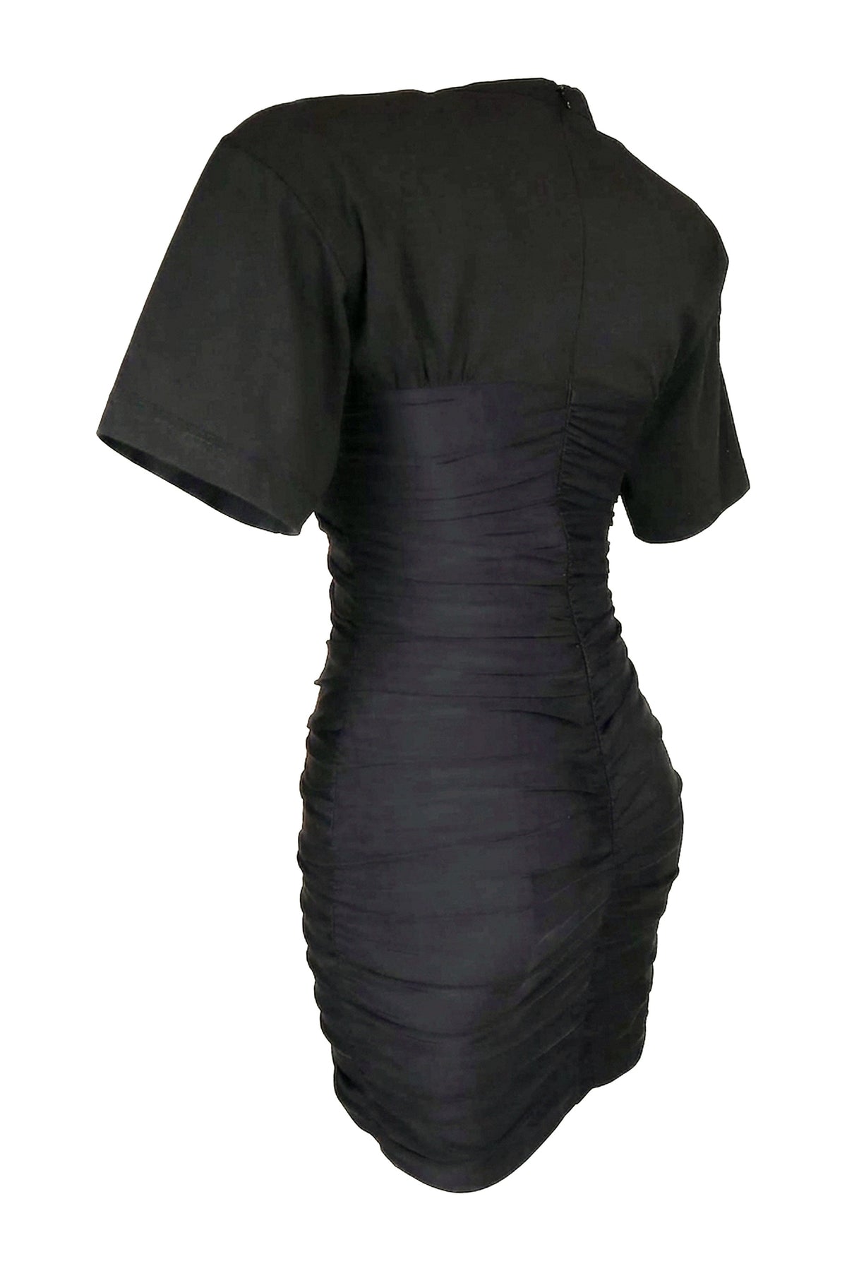 Alexander Wang Black Ruched Short-Sleeve Mini Dress