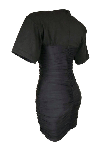 Alexander Wang Black Ruched Short-Sleeve Mini Dress