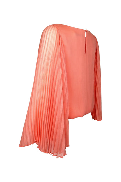 Alice + Olivia Coral Pleated Bell Sleeve Blouse