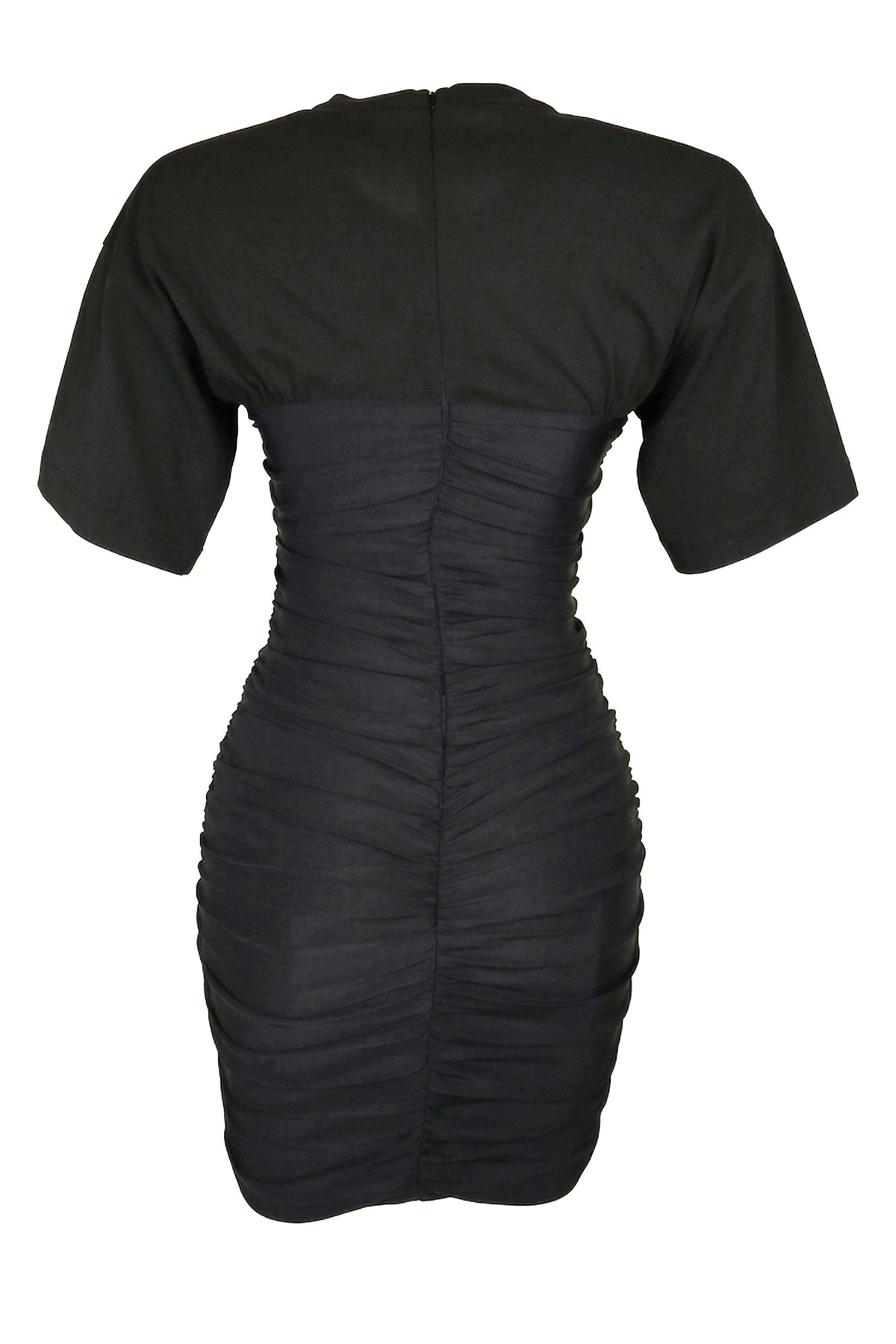 Alexander Wang Black Ruched Short-Sleeve Mini Dress