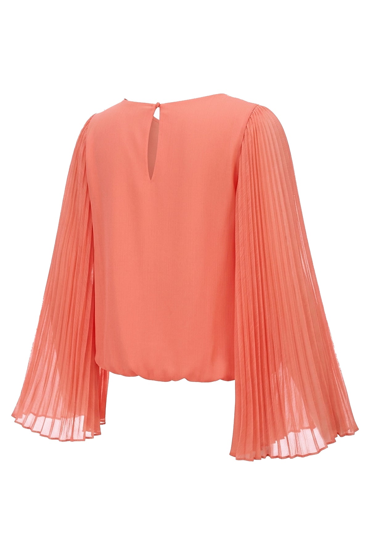 Alice + Olivia Coral Pleated Bell Sleeve Blouse