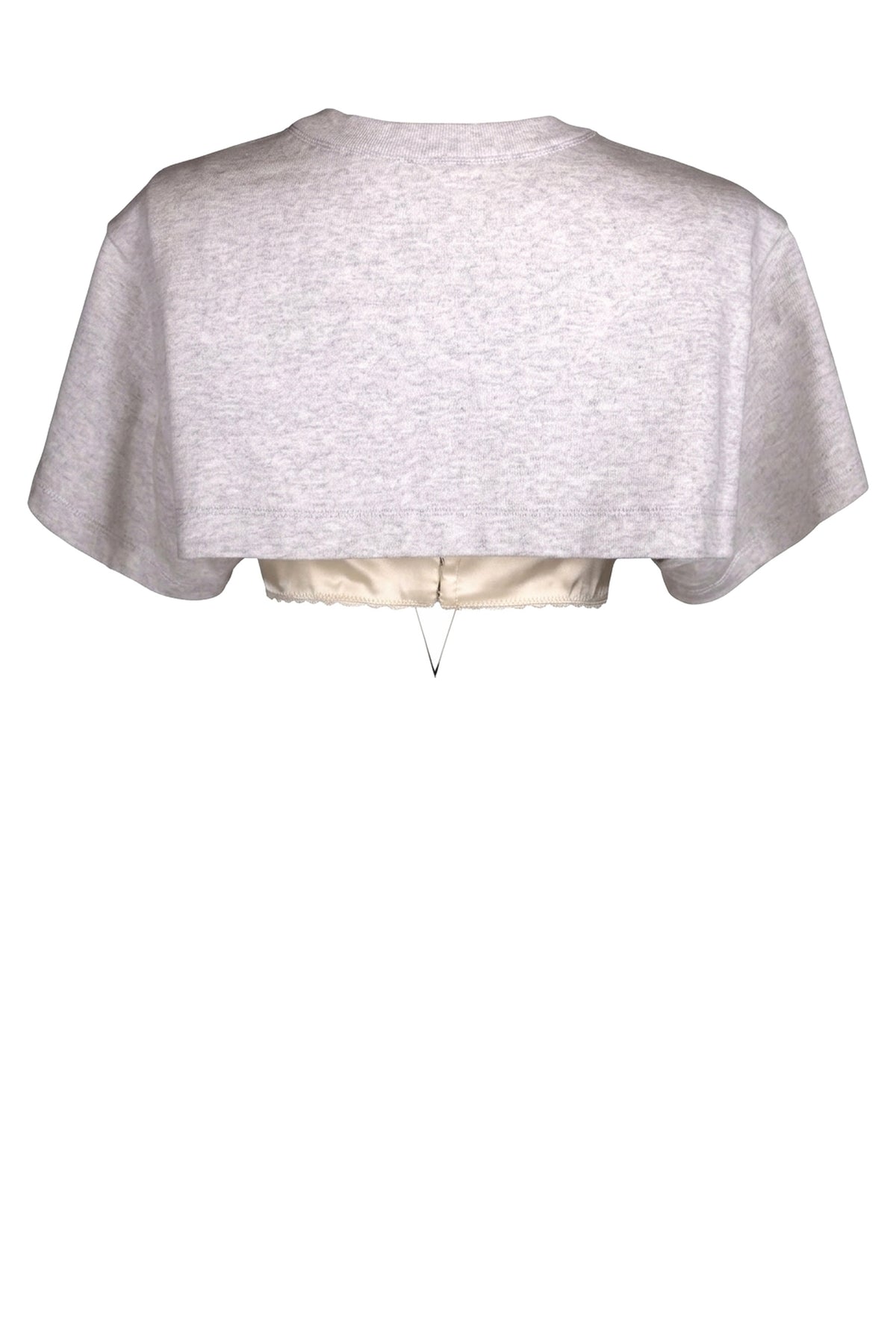 Alexander Wang Grey Marl Logo T-Shirt with Ivory Satin Slip